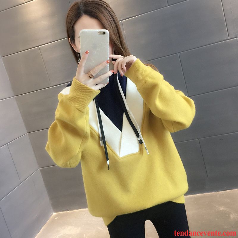 Sweat À Capuche Femme Tous Les Assortis Ultra Pullovers Baggy Étudiant Pardessus Jaune