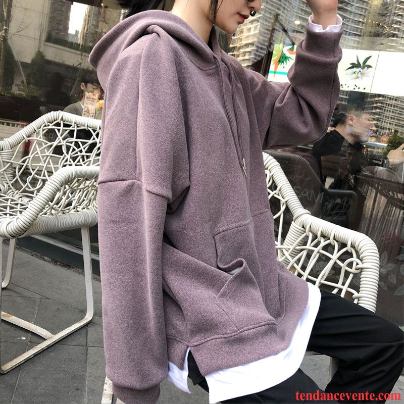 Sweat À Capuche Femme Une Veste Longue Hoodies L'automne Pardessus Hiver Violet