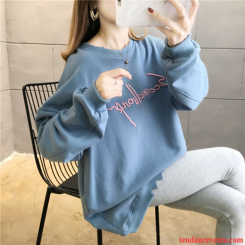 Sweat À Capuche Femme Une Veste Légère Taillissime L'automne Pullovers Tous Les Assortis Bleu