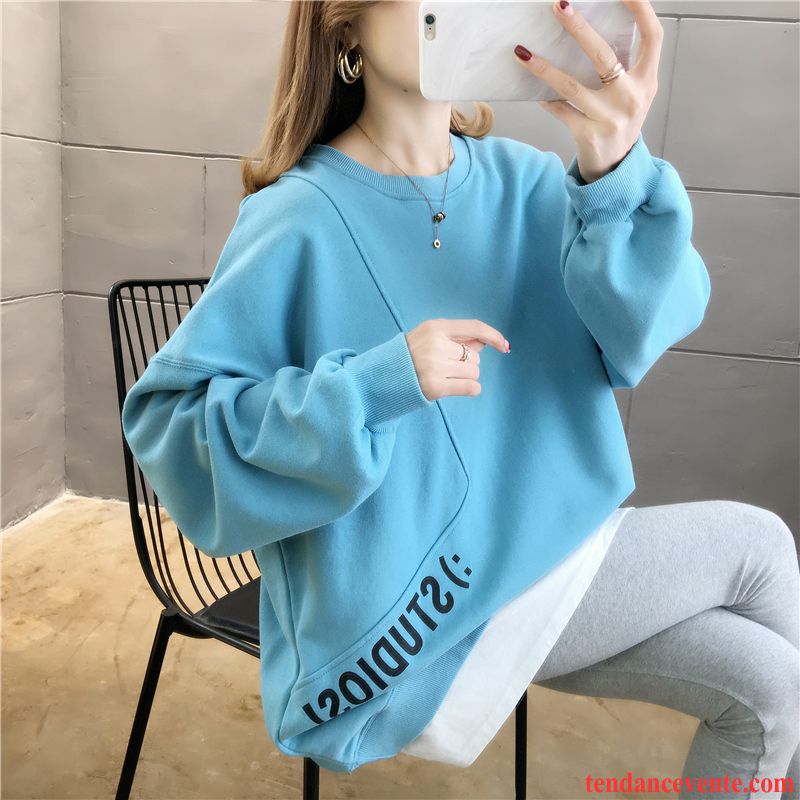 Sweat À Capuche Femme Une Veste Printemps Tous Les Assortis Tendance Deux-pièces Hoodies Bleu