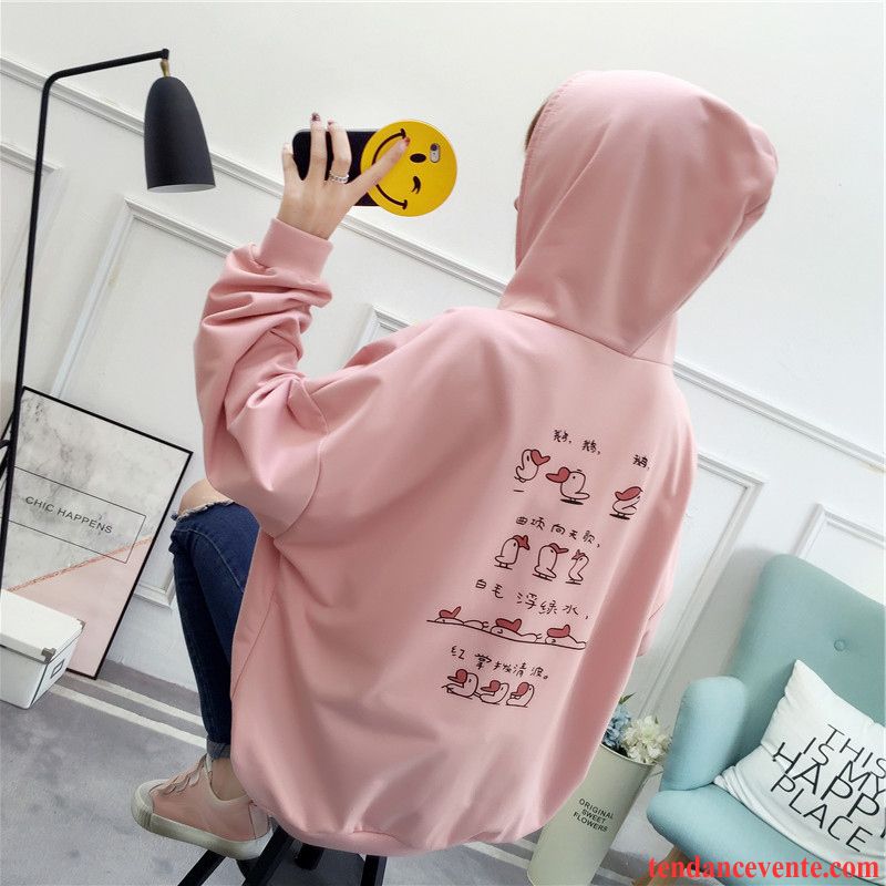 Sweat À Capuche Femme Étudiant Une Veste Longues Hoodies L'automne Printemps Rouge