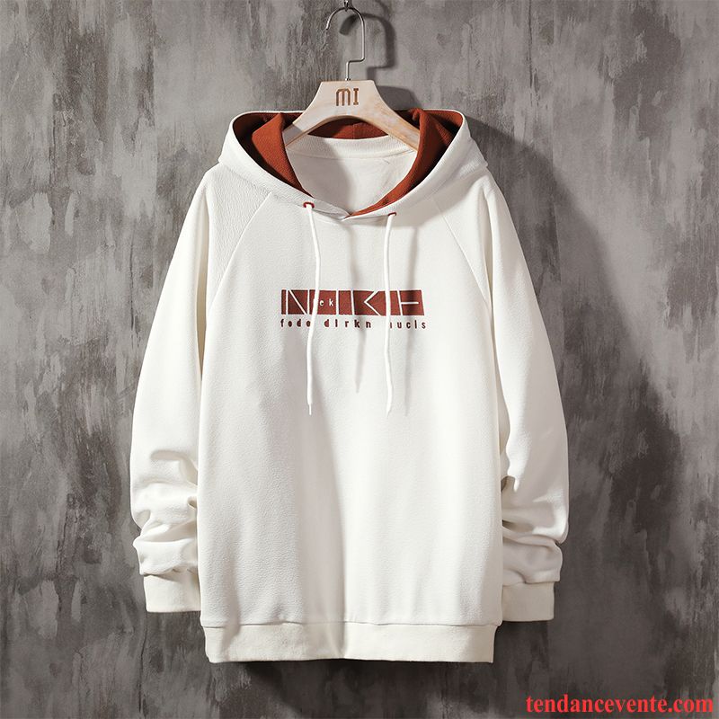 Sweat À Capuche Homme Baggy Hoodies Printemps Taillissime Décontractée Tendance Blanc