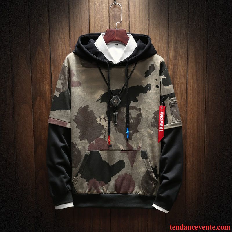 Sweat À Capuche Homme Camouflage Hoodies L'automne Printemps Tendance Une Veste Rouge