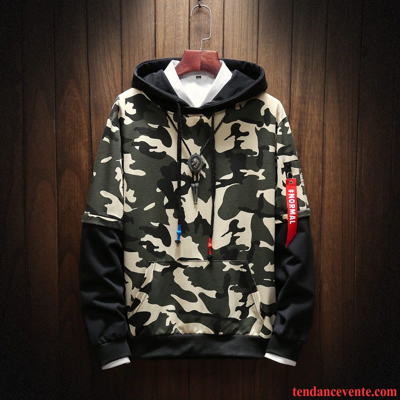 Sweat À Capuche Homme Camouflage Hoodies L'automne Printemps Tendance Une Veste Rouge