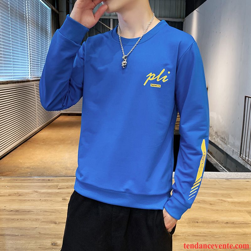 Sweat À Capuche Homme Hoodies Une Veste Simple T-shirt Tendance Longues Bleu