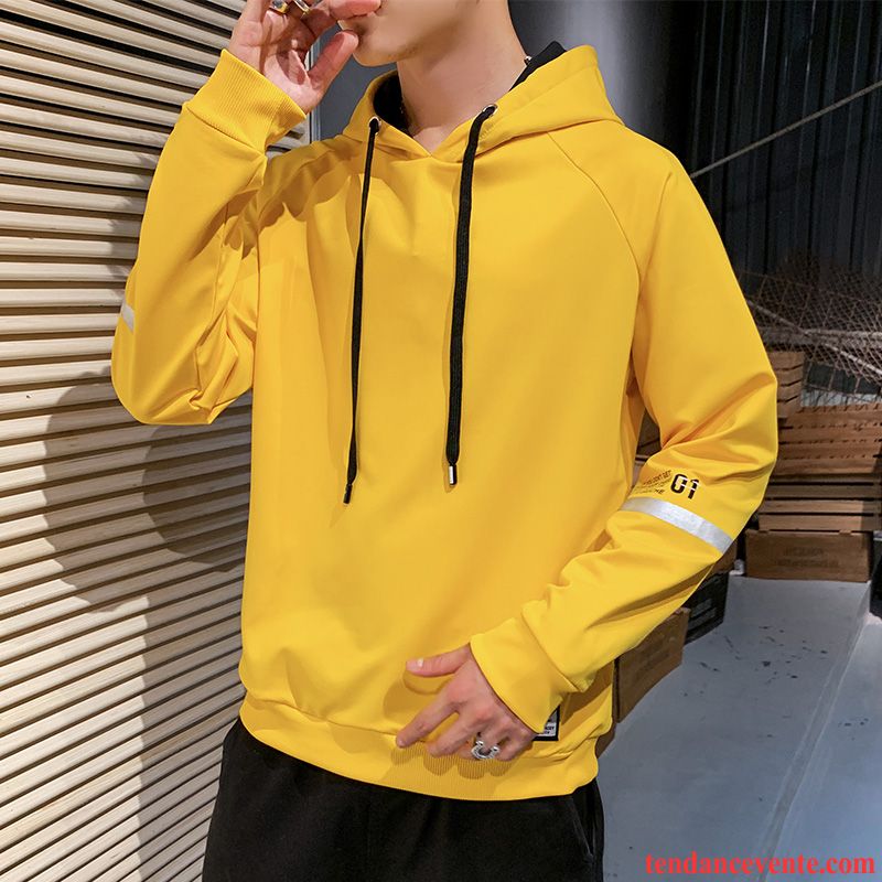 Sweat À Capuche Homme L'automne Décontractée Baggy Pardessus Beau Tendance Jaune