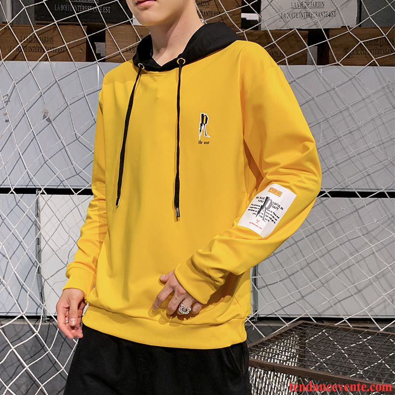 Sweat À Capuche Homme L'automne Décontractée Baggy Pardessus Beau Tendance Jaune