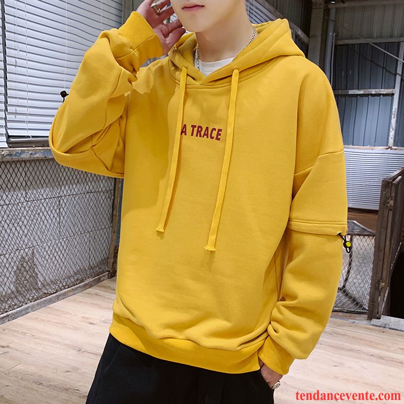 Sweat À Capuche Homme Pardessus Baggy Pullovers Une Veste Étudiant Hoodies Jaune