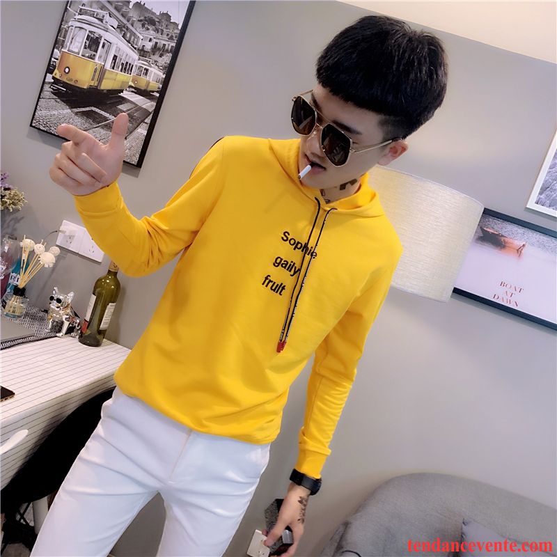 Sweat À Capuche Homme Pardessus Hoodies L'automne Slim Tendance Rouge Jaune