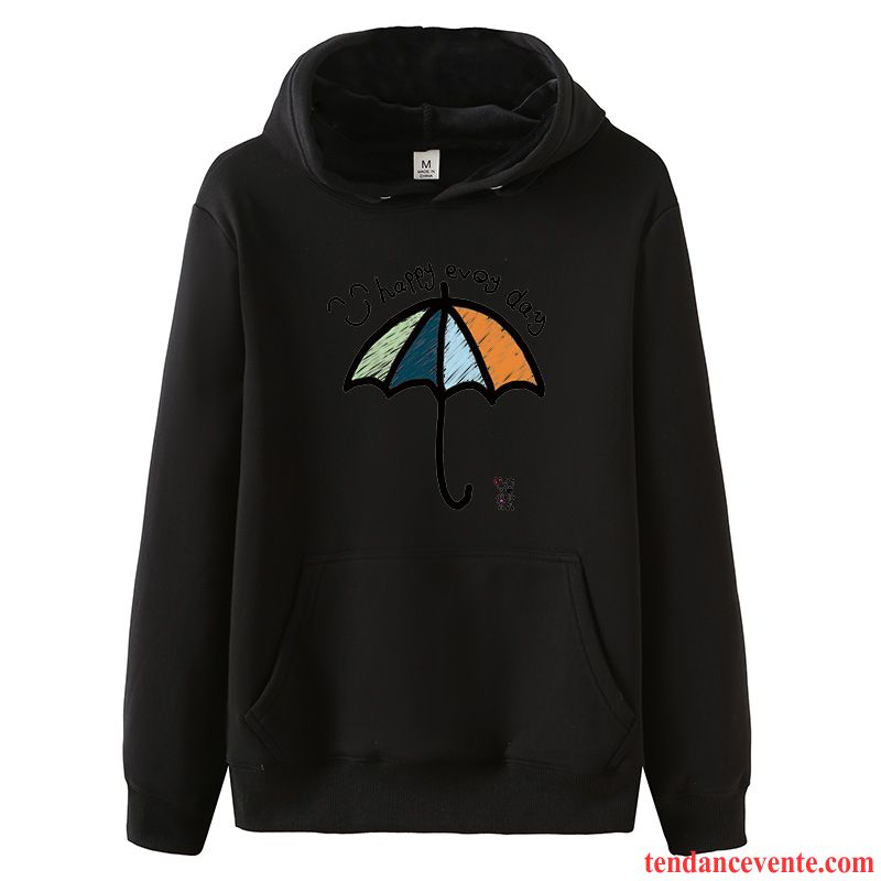 Sweat À Capuche Homme Pardessus Renforcé Étudiant Graisse Hoodies Chemise En Bas Noir