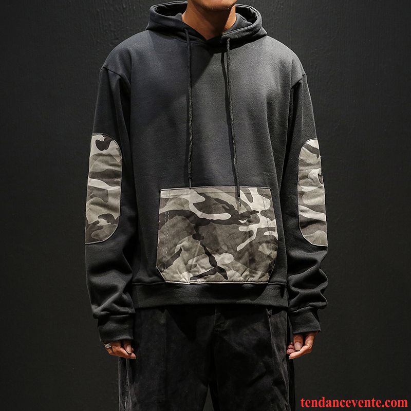 Sweat À Capuche Homme Personnalité Camouflage Hoodies Printemps Tendance L'automne Gris