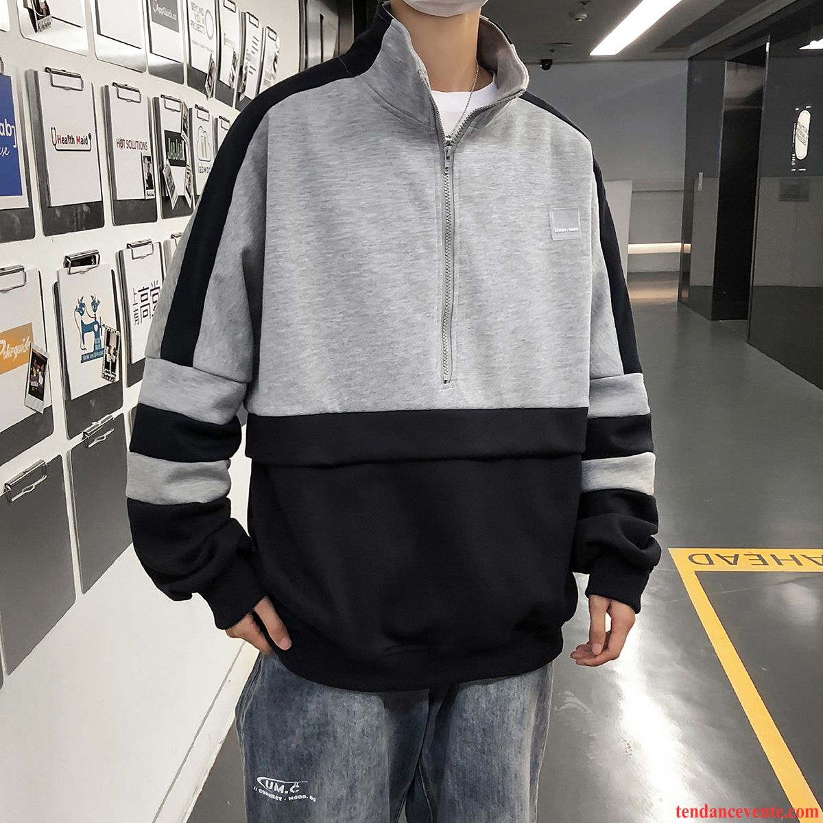 Sweat À Capuche Homme Printemps Tendance Pullovers L'automne Baggy Décontractée Gris