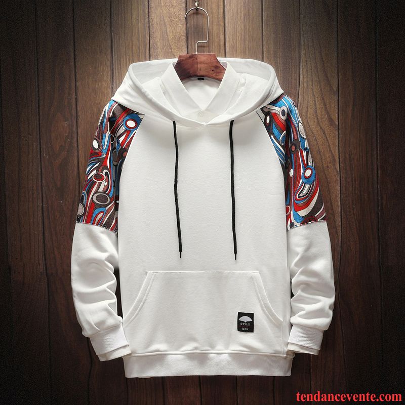 Sweat À Capuche Homme Taillissime L'automne Longues Hoodies Baggy Tendance Blanc