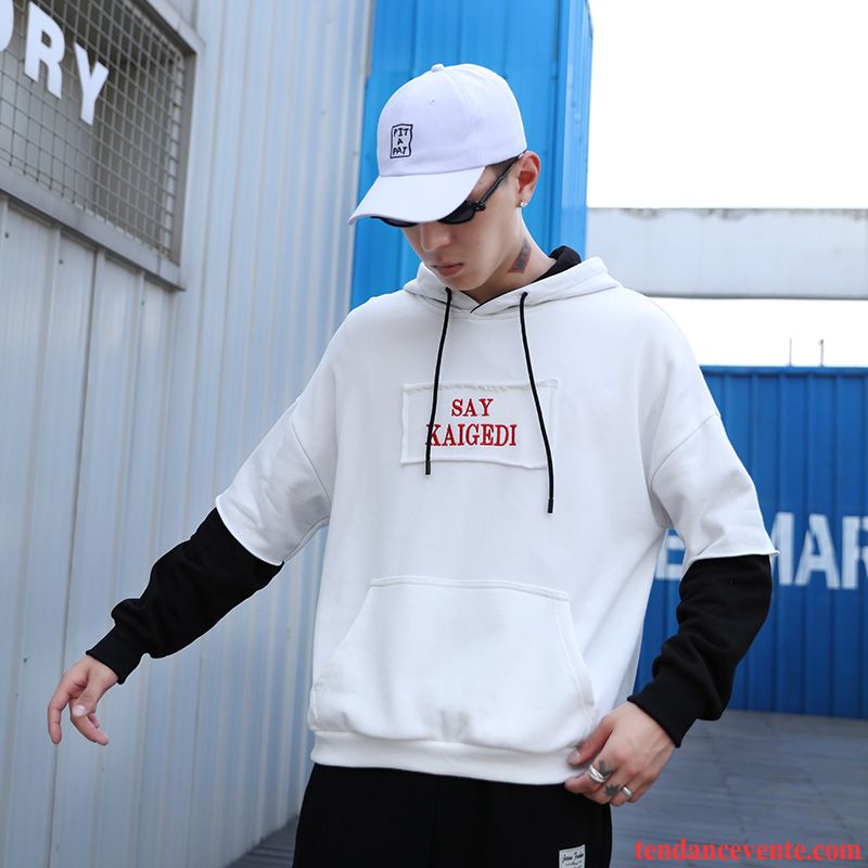 Sweat À Capuche Homme Tendance Baggy Hoodies L'automne Pardessus Étudiant Blanc