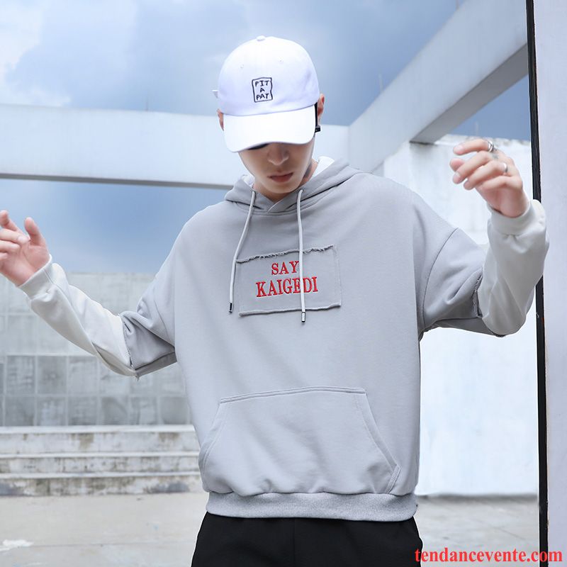 Sweat À Capuche Homme Tendance Baggy Hoodies L'automne Pardessus Étudiant Blanc