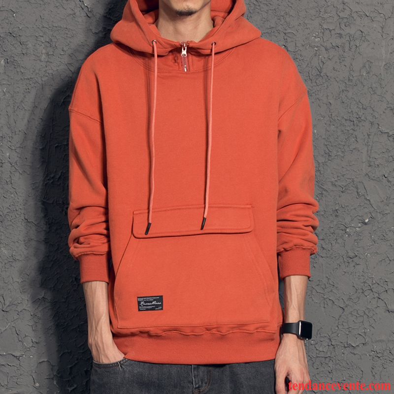 Sweat À Capuche Homme Tendance Bleu Hiver Personnalité Plus De Velours Hoodies Rouge