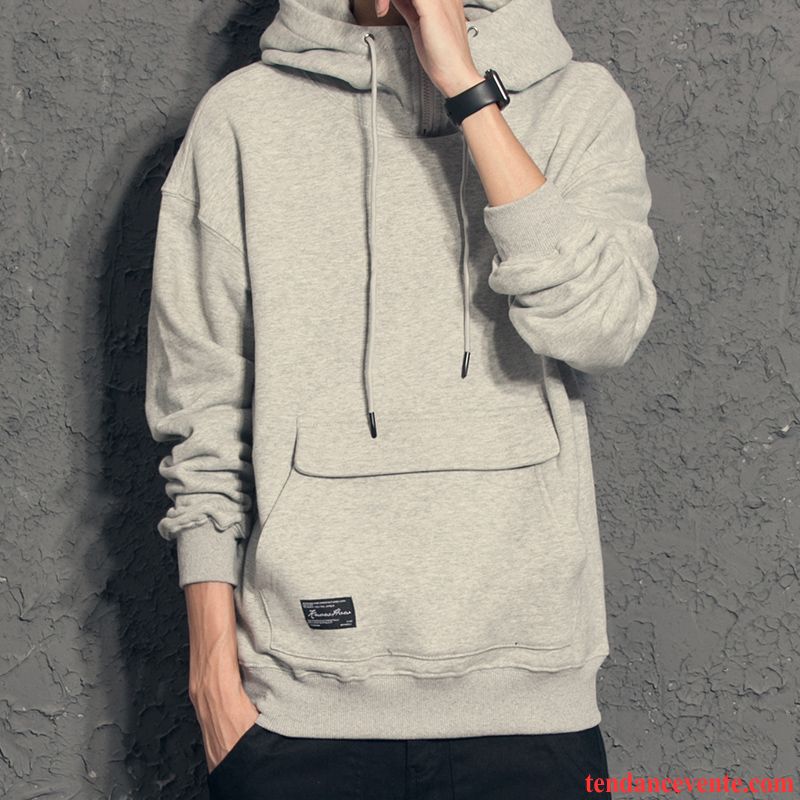 Sweat À Capuche Homme Tendance Bleu Hiver Personnalité Plus De Velours Hoodies Rouge