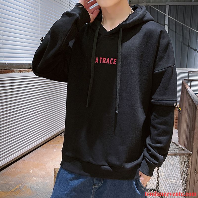 Sweat À Capuche Homme Tendance Hoodies Baggy L'automne Pullovers Tous Les Assortis Noir