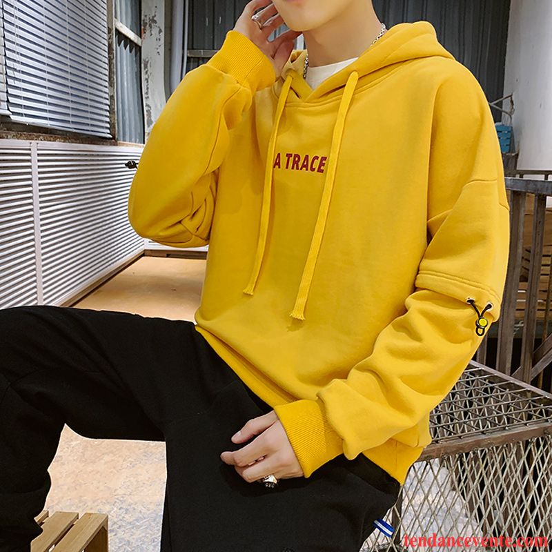 Sweat À Capuche Homme Tendance Hoodies Baggy L'automne Pullovers Tous Les Assortis Noir