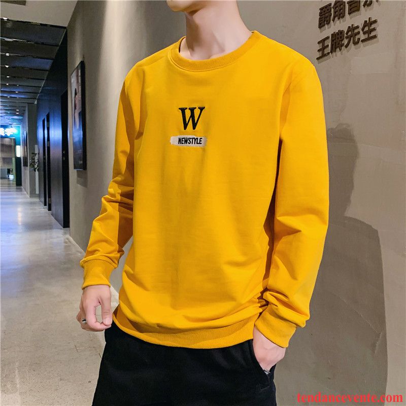 Sweat À Capuche Homme Tendance Hoodies Longues L'automne Printemps Chemise En Bas Jaune