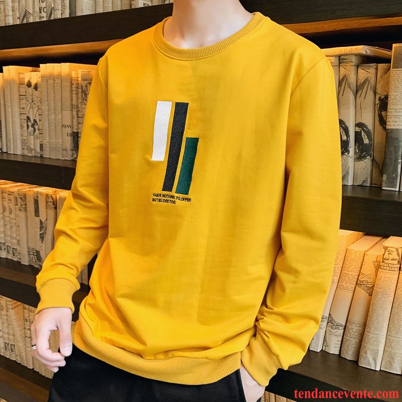 Sweat À Capuche Homme Tendance Hoodies Longues L'automne Printemps Chemise En Bas Jaune