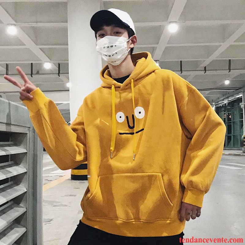 Sweat À Capuche Homme Tendance Ultra Baggy Pardessus Hoodies Étudiant Jaune