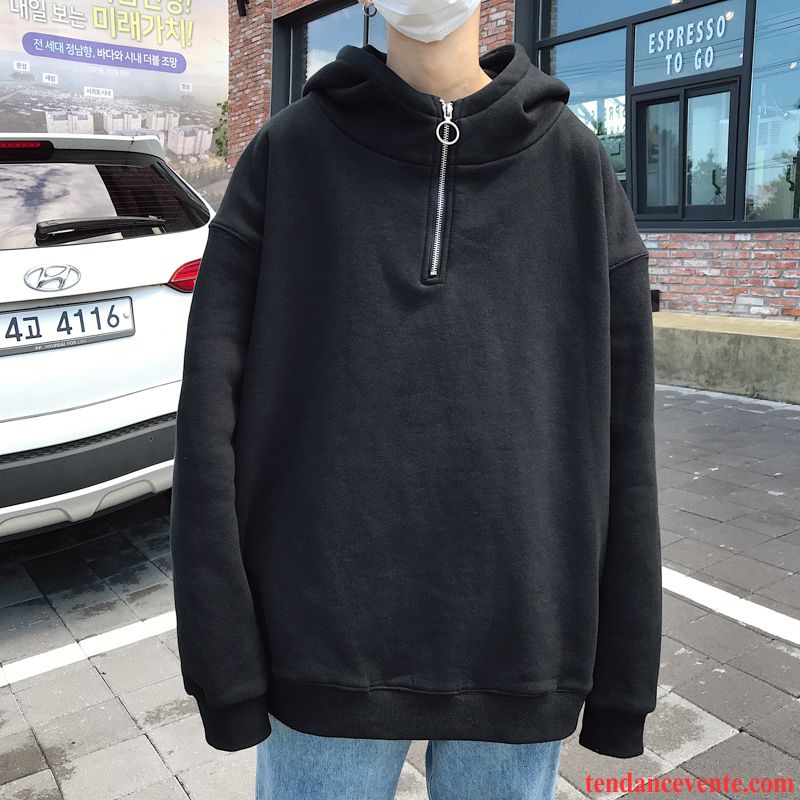 Sweat À Capuche Homme Tendance Une Veste Pardessus Décontractée Tous Les Assortis Baggy Pure Rouge