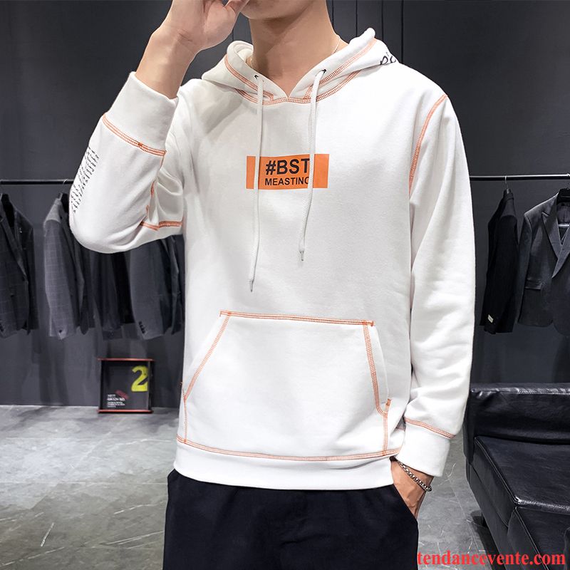 Sweat À Capuche Homme Une Veste Jeunesse Tous Les Assortis L'automne Tendance Hoodies Blanc