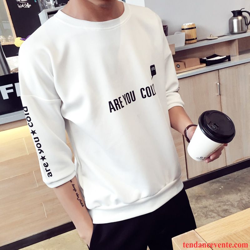 Sweatshirts Blanche Manches Courtes Homme L'automne Une Veste Hoodies Col Rond Noir Longues Printemps Tendance Pullovers Homme Baggy Argent