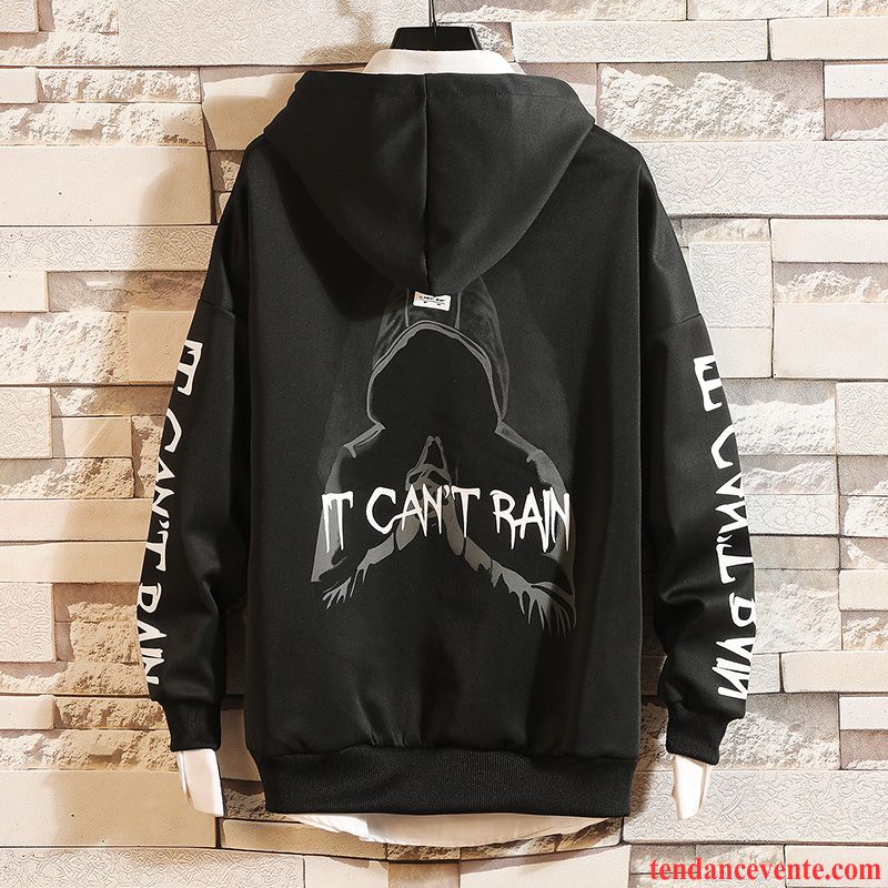 Sweatshirts Blanche Manches Courtes Homme L'automne Une Veste Hoodies Col Rond Noir Longues Printemps Tendance Pullovers Homme Baggy Argent