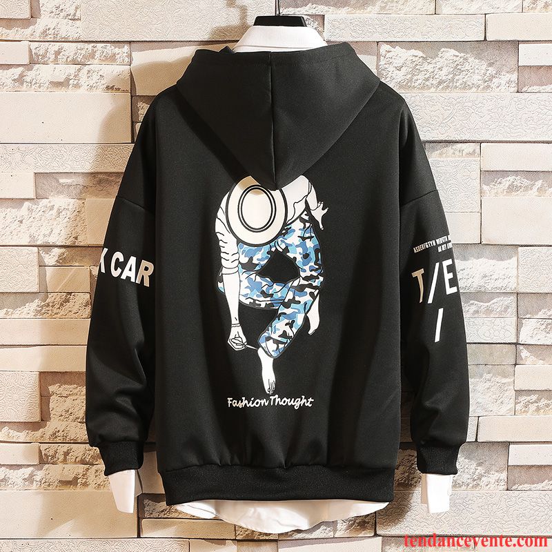 Sweatshirts Blanche Manches Courtes Homme L'automne Une Veste Hoodies Col Rond Noir Longues Printemps Tendance Pullovers Homme Baggy Argent