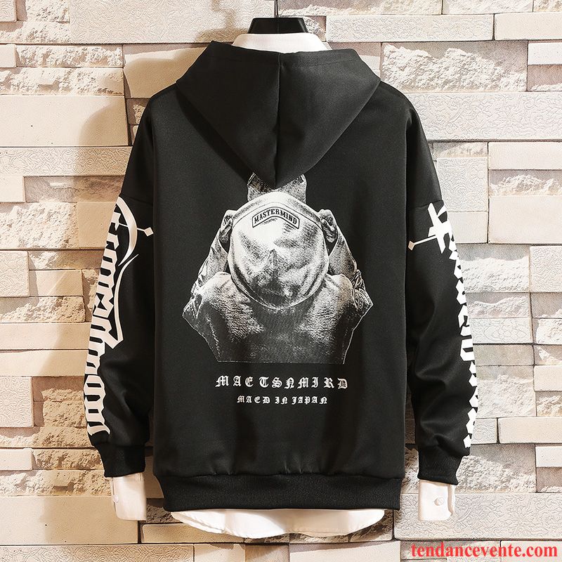 Sweatshirts Blanche Manches Courtes Homme L'automne Une Veste Hoodies Col Rond Noir Longues Printemps Tendance Pullovers Homme Baggy Argent