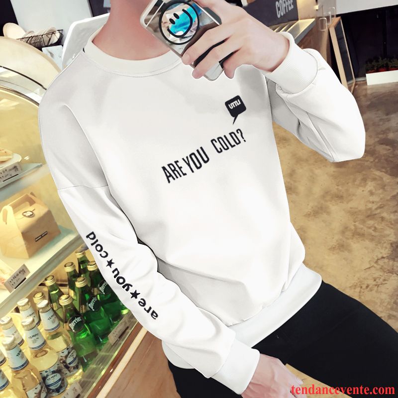 Sweatshirts Blanche Manches Courtes Homme L'automne Une Veste Hoodies Col Rond Noir Longues Printemps Tendance Pullovers Homme Baggy Argent