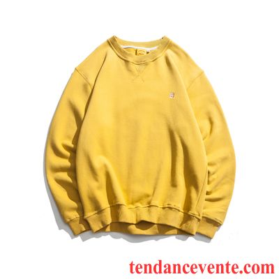 Sweatshirts D Ete Pour Homme Homme Étudiant Hoodies Décontractée Pullovers Chemise En Bas L'automne Col Rond Tous Les Assortis Simple Tendance Jaune Une Veste Printemps