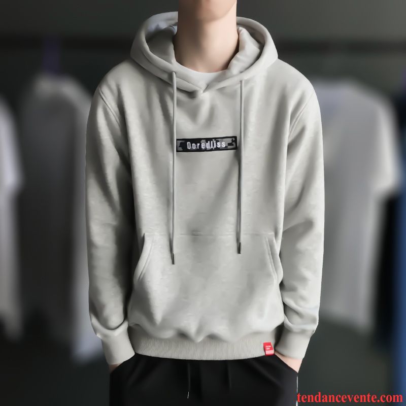 Sweatshirts Homme Classe Pas Cher Capuche Pardessus Plus De Velours Étudiant Impression Renforcé Homme Hiver Vert Hoodies Tendance L'automne Pullovers Fantaisie Broderie Mauve Pas Cher