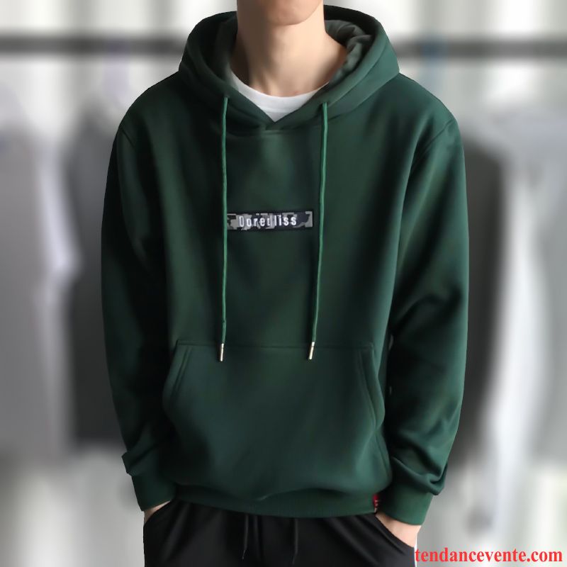 Sweatshirts Homme Classe Pas Cher Capuche Pardessus Plus De Velours Étudiant Impression Renforcé Homme Hiver Vert Hoodies Tendance L'automne Pullovers Fantaisie Broderie Mauve Pas Cher