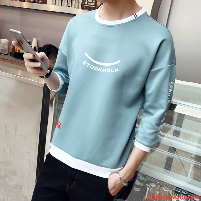 Sweatshirts Homme Couleur Ivoire Baggy T-shirt Étudiant Longues Noir Tendance Homme Printemps Bleu Une Veste Hoodies L'automne Azur