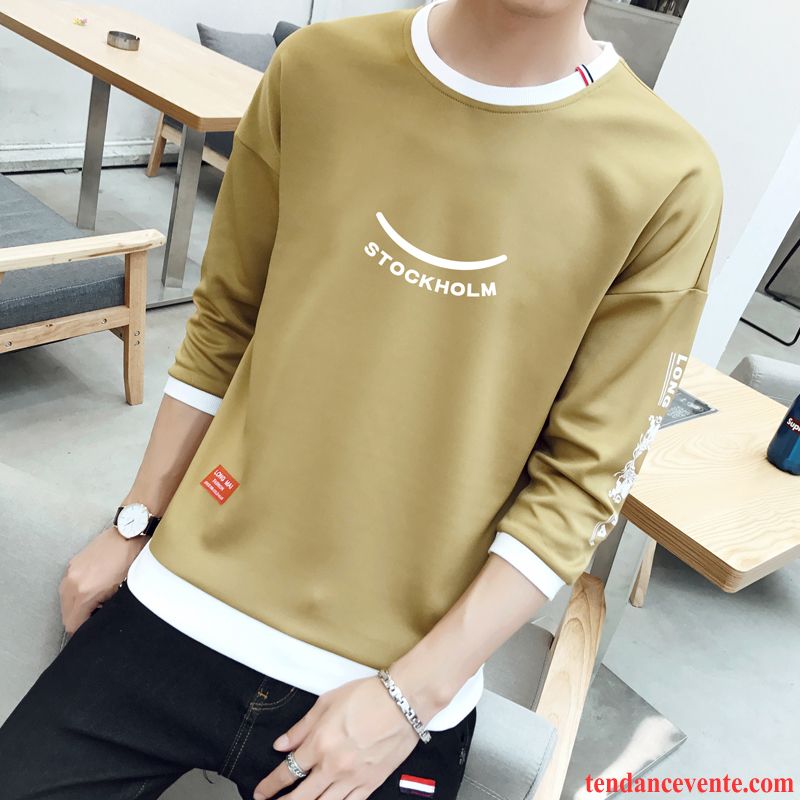 Sweatshirts Homme Couleur Ivoire Baggy T-shirt Étudiant Longues Noir Tendance Homme Printemps Bleu Une Veste Hoodies L'automne Azur