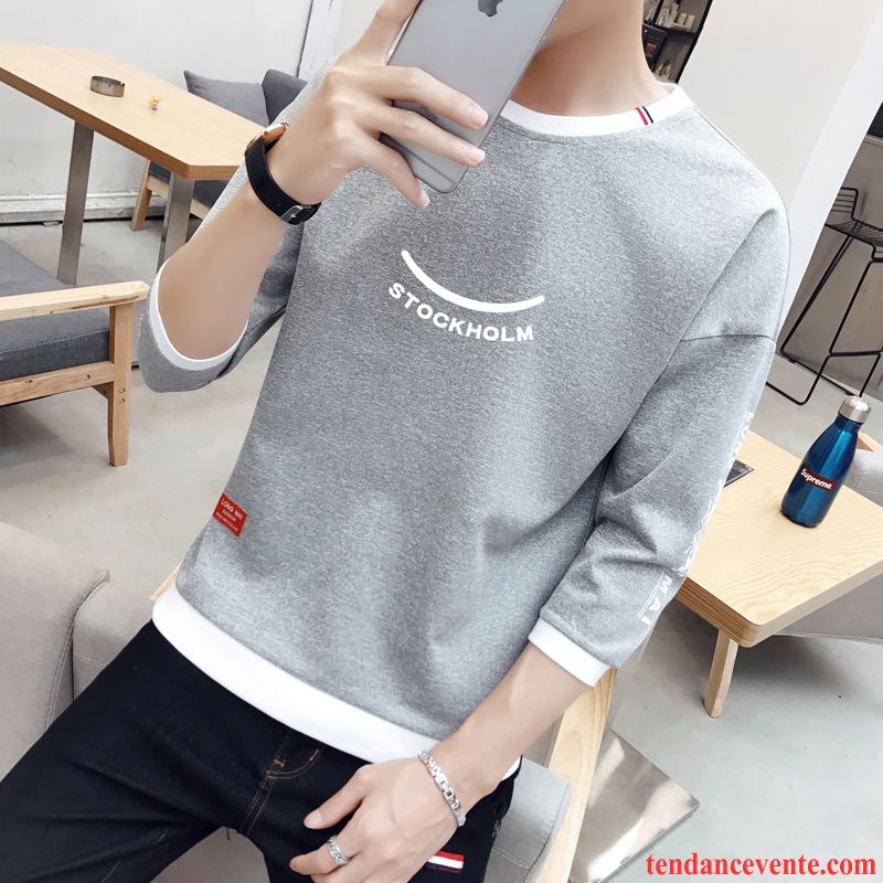 Sweatshirts Homme Couleur Ivoire Baggy T-shirt Étudiant Longues Noir Tendance Homme Printemps Bleu Une Veste Hoodies L'automne Azur