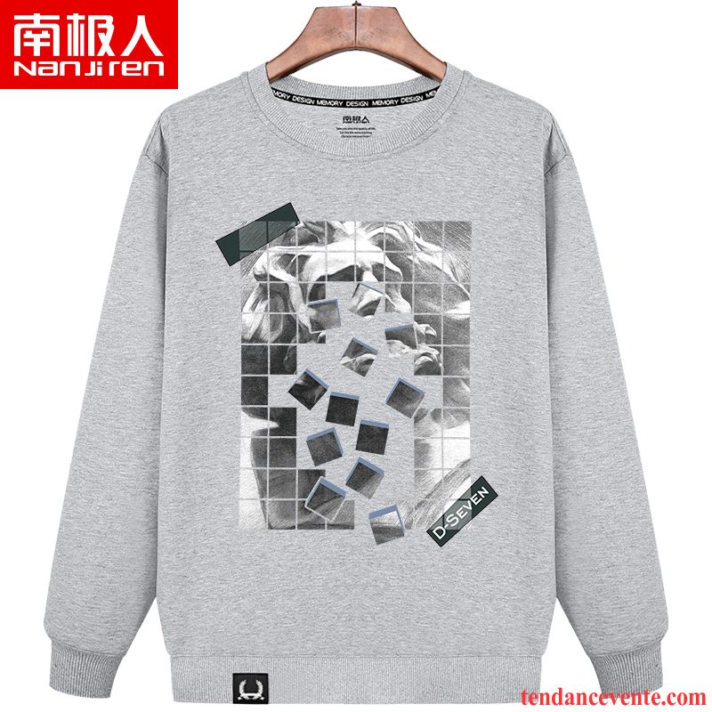 Sweatshirts Homme Gris Clair Orange Simple Étudiant Pardessus Printemps Tendance Légère Homme Pullovers Col Rond Bleu Hoodies