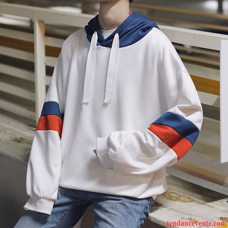 Sweatshirts Rouge Homme Manche Courte Longues Pardessus Une Veste Tendance Hoodies L'automne Printemps Bleu Baggy Homme Capuche Étudiant Bisque