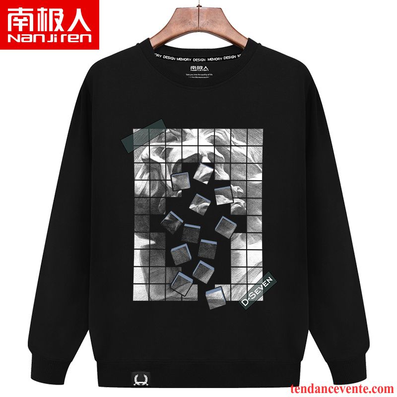 Sweatshirts À Carreaux Rouge Et Noir Noir Homme Longues Hoodies Col Rond Printemps L'automne Légère Pullovers Baggy Tendance Pure Pardessus Pas Cher