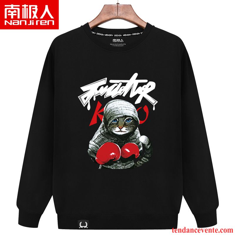 Sweatshirts À Carreaux Rouge Et Noir Noir Homme Longues Hoodies Col Rond Printemps L'automne Légère Pullovers Baggy Tendance Pure Pardessus Pas Cher