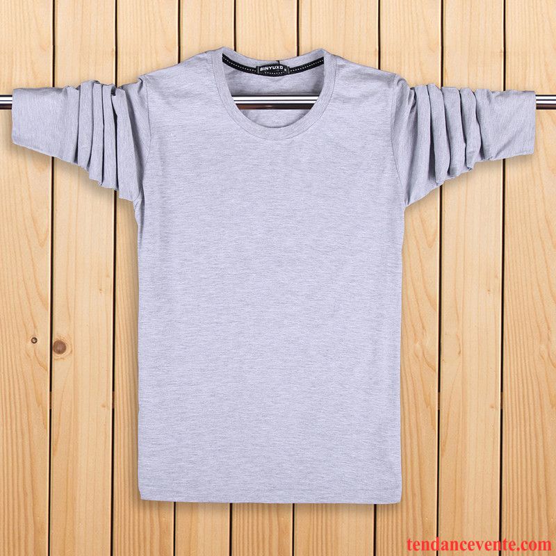 T Shirt Uni Pas Cher Baggy Coton Bio Une Veste Longues Taillissime Gris Homme Col Rond L'automne