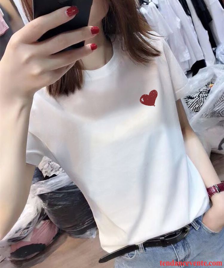 T-shirts Femme Baggy Demi Manche Mince Une Veste Courte Été Blanc