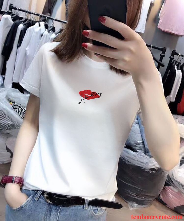 T-shirts Femme Baggy Demi Manche Mince Une Veste Courte Été Blanc