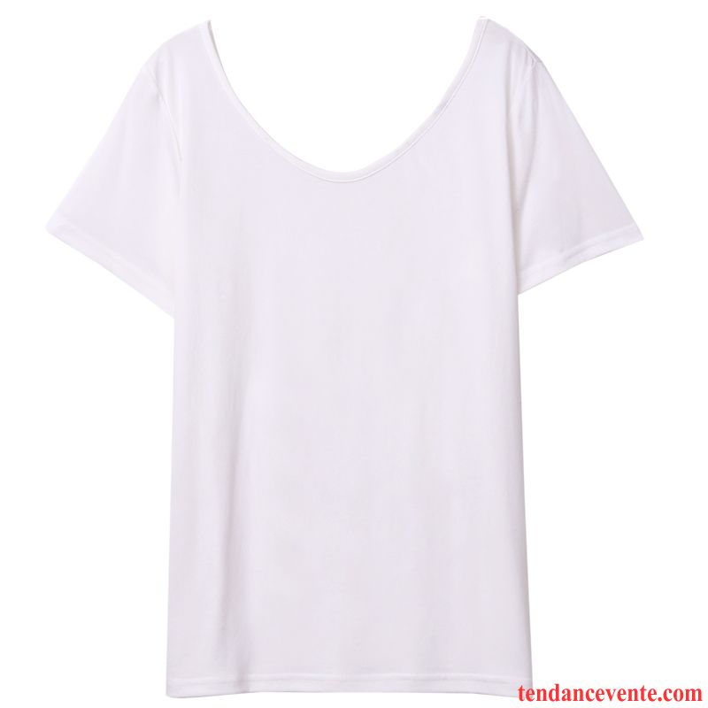 T-shirts Femme Baggy Gros Col Été Courte Blanc