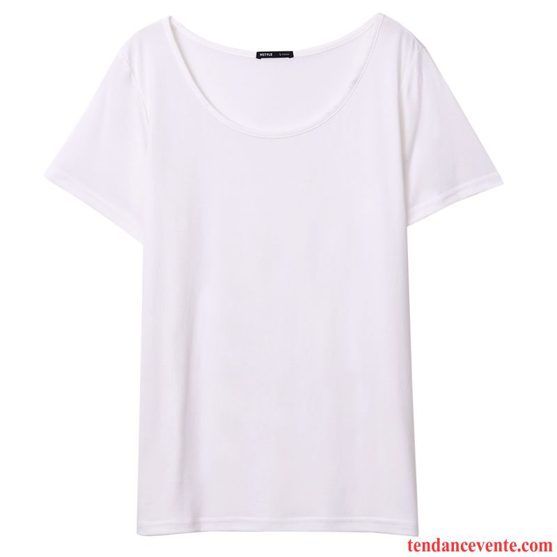 T-shirts Femme Baggy Gros Col Été Courte Blanc