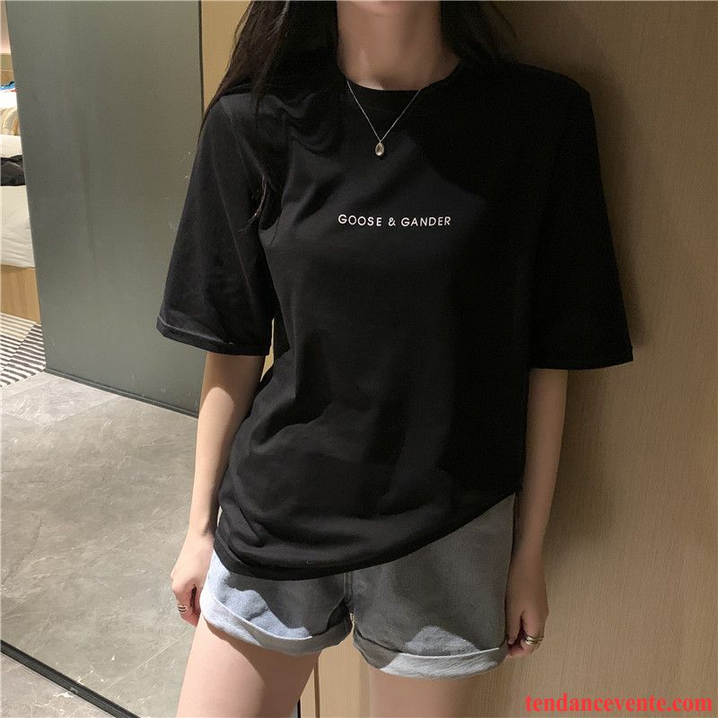 T-shirts Femme Baggy Une Veste Été Courte Demi Manche Tendance Pure Blanc Rouge Jaune