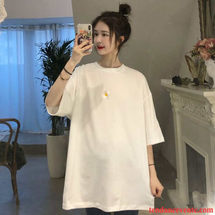 T-shirts Femme Baggy Été Courte Fille Une Veste Tendance Blanc